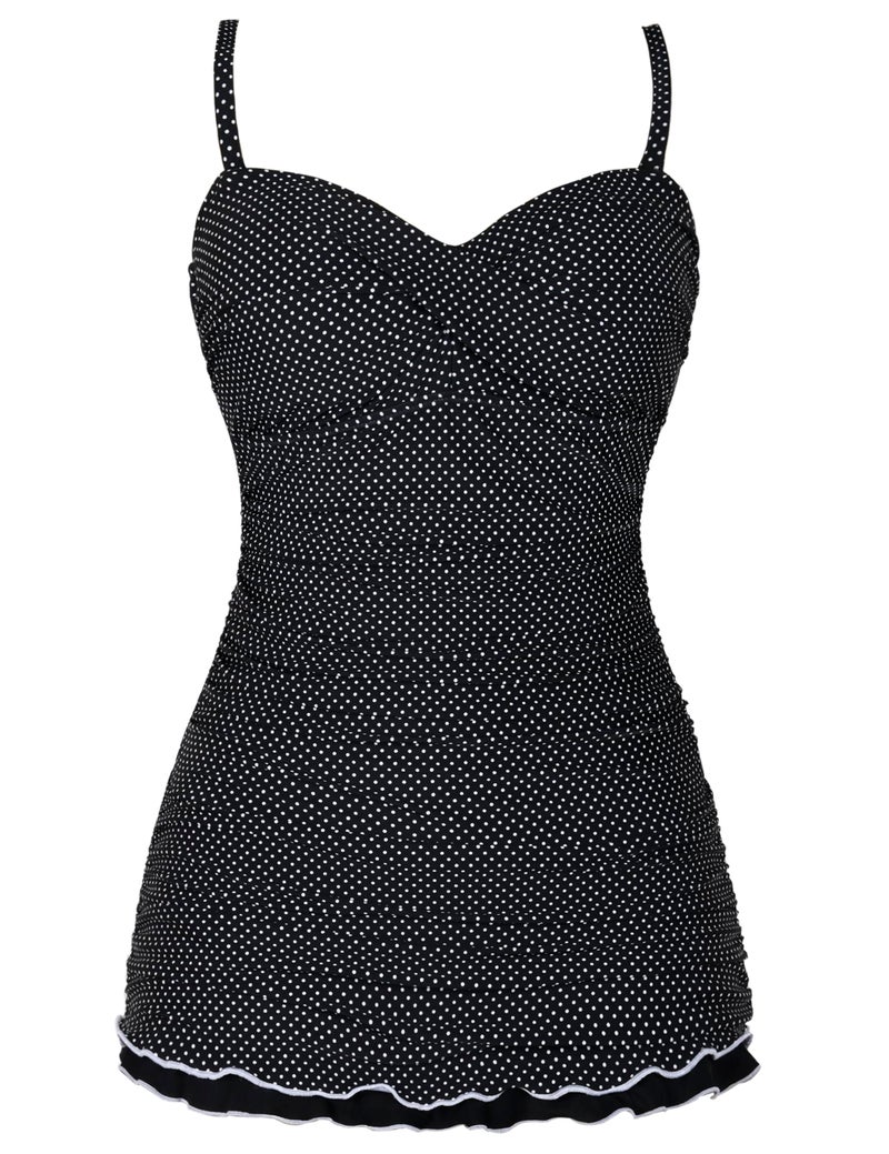 Hilor Women's One Piece Swimsuits Tummy Control Swimwear Ruffle Swimdress with Panty Polka Dot 16 - Image 3